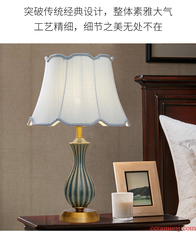 Ceramic lamp bedroom full copper lamps and lanterns of American home sitting room TV ark of the head of a bed the study desk lamp light sweet romance
