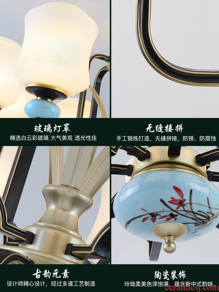 Contemporary and contracted style lamps and lanterns of new Chinese style droplight sitting room lamp hand-painted ceramic antique chandeliers Chinese wind restoring ancient ways