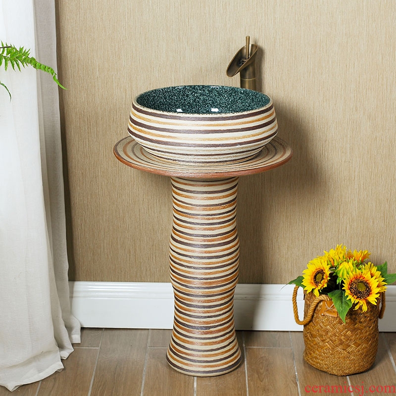 Post's art basin of pillar type lavatory balcony ceramic pillar lavabo home floor type household