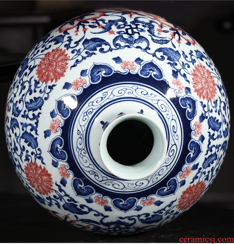 Jingdezhen ceramics hand-painted antique blue and white porcelain vases, flower arranging new classical Chinese style household decorations furnishing articles