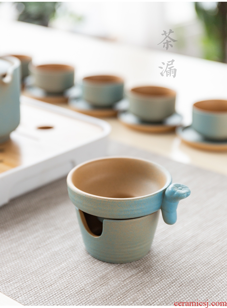 Chen xiang ceramic kung fu tea set coarse pottery fool household zen contracted teapot complete set of new Chinese style