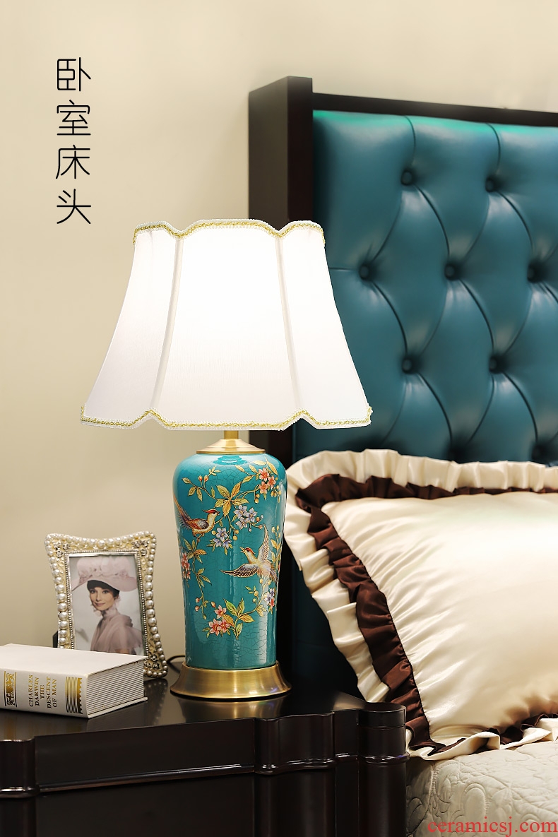American enamel lamp decoration ceramics art hand-painted all copper modern painting of flowers and restoring ancient ways of carve patterns or designs on woodwork sitting room the bedroom of the head of a bed
