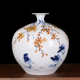 Jingdezhen ceramics high-grade modern master hand-painted pomegranate flower vase household decoration as the sitting room furnishing articles