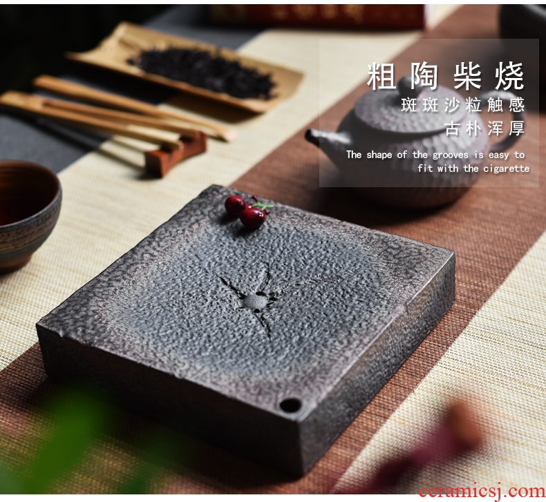 Tao fan square pot bearing coarse pottery contracted tea tray ceramic water tray tea accessories archaize storage disc dry foam