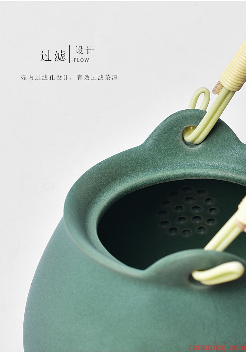 Tao fan coarse pottery large filter girder tea pot of household ceramic teapot teacup super-sized kung fu tea set