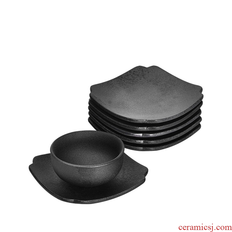 Tao fan ceramic cup mat creative coarse pottery saucer insulation cup of black household kung fu tea tea accessories