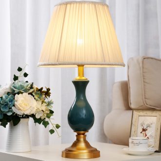 European-style full copper ceramic desk lamp American fashionable sitting room adornment bedroom berth lamp warm study of new Chinese style remote control