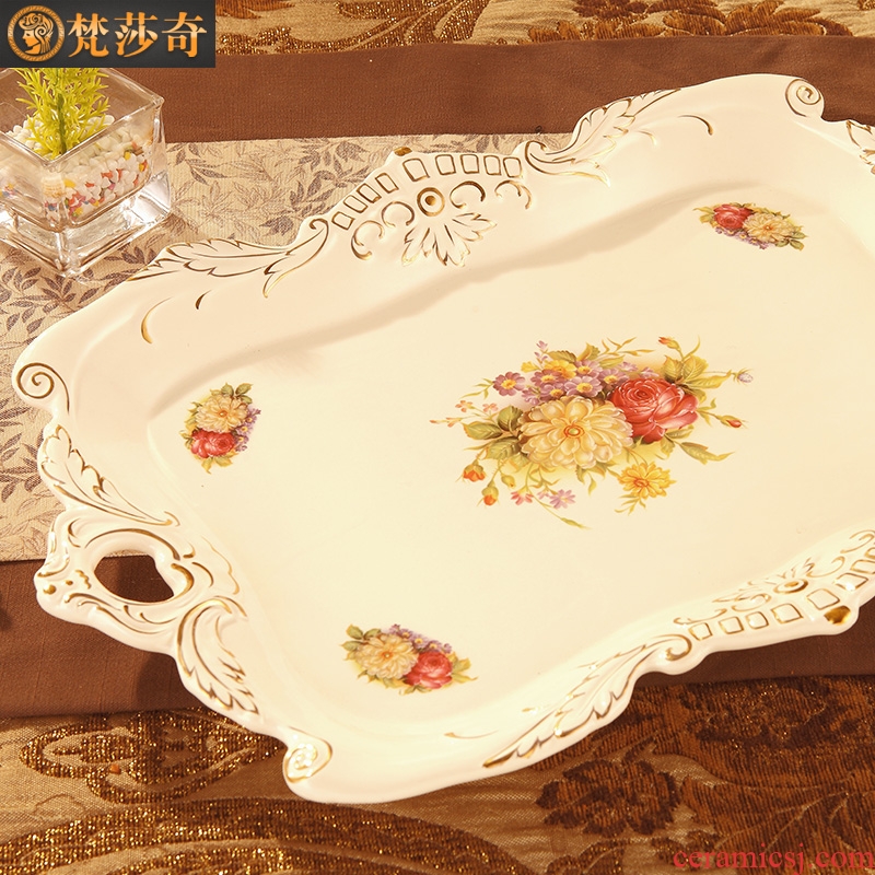 Europe type dry fruit tray dried fruit box frame with cover creative ceramic bowl sitting room candy box of candy plate of Chinese New Year the Spring Festival