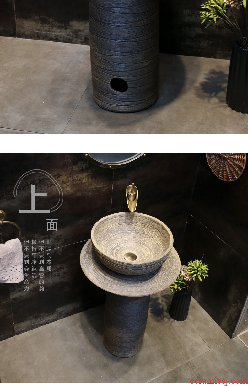 European art basin of pillar type lavatory balcony ceramic pillar lavabo home a whole floor wash gargle