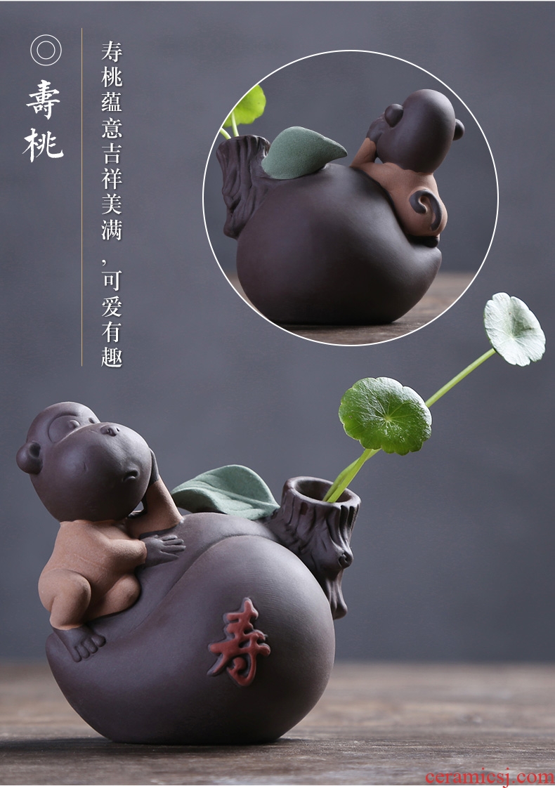 Auspicious industry purple sand tea set ceramic tea pet pig tea tea art by hand small potted the tea ceremony to play penjing products can raise