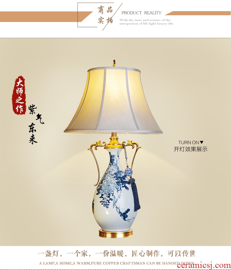 Emperor with jingdezhen hand-painted ceramic desk lamp sitting room luxury decoration lamp atmosphere full of new Chinese style copper lamp