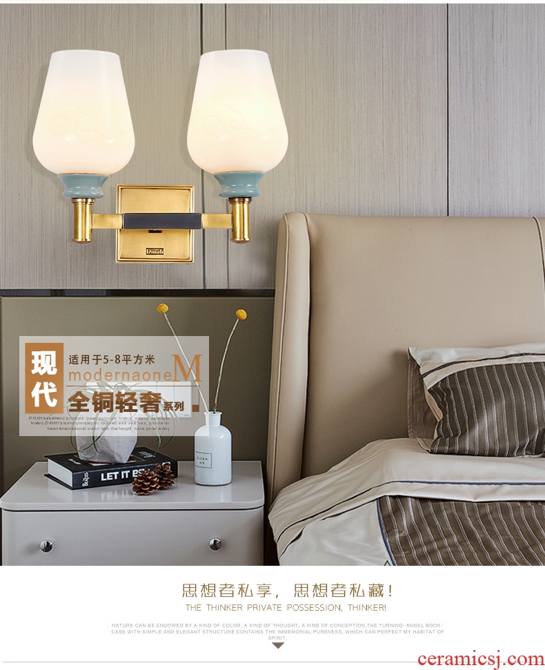 Emperor take wall lamp sitting room double wall lamp single head background wall of bedroom the head of a bed lamp ceramic copper wall lamp