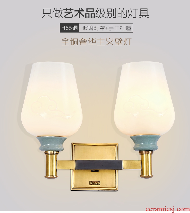 Emperor take wall lamp sitting room double wall lamp single head background wall of bedroom the head of a bed lamp ceramic copper wall lamp