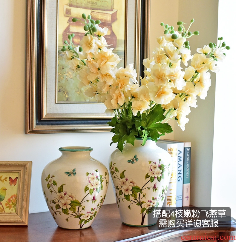 Murphy's new Chinese style manual ceramic vase American country living room TV cabinet wine cabinet decoration hydroponic flower arranging furnishing articles