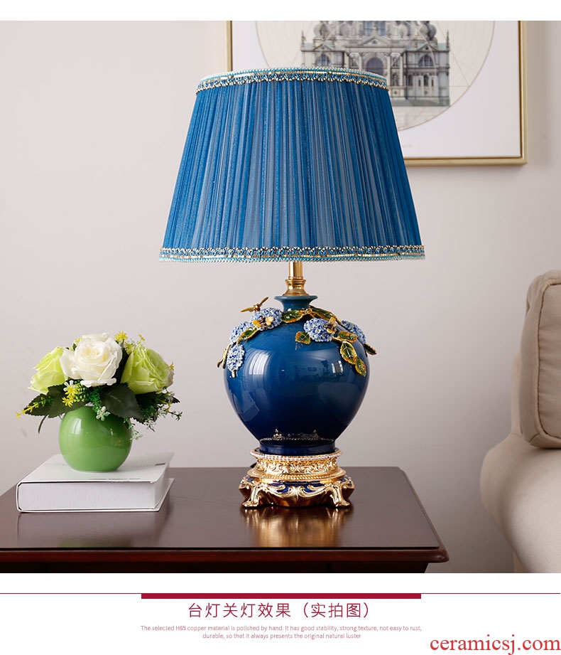 New Chinese style lamp ceramic desk lamp of bedroom the head of a bed the study colored enamel decoration lamp sitting room cloth art lamp act the role ofing restoring ancient ways