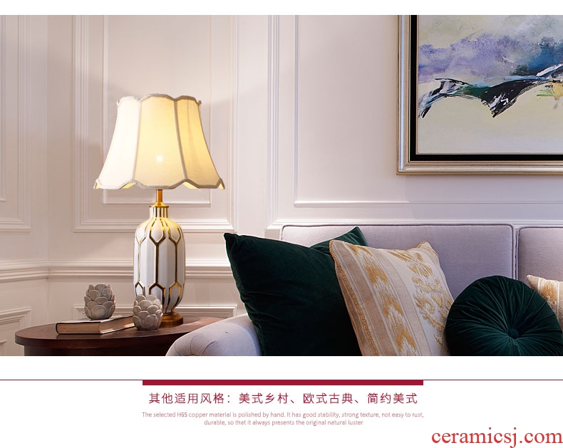 American contracted bedroom berth lamp fashionable sitting room warm and romantic home study of jingdezhen ceramic decoration lamp
