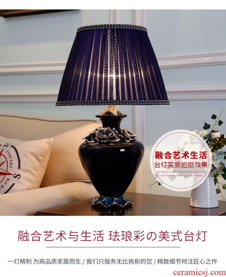 American traditional desk lamp lamp of bedroom the head of a bed fashion ceramic contracted and contemporary sitting room warm wedding decoration lamp