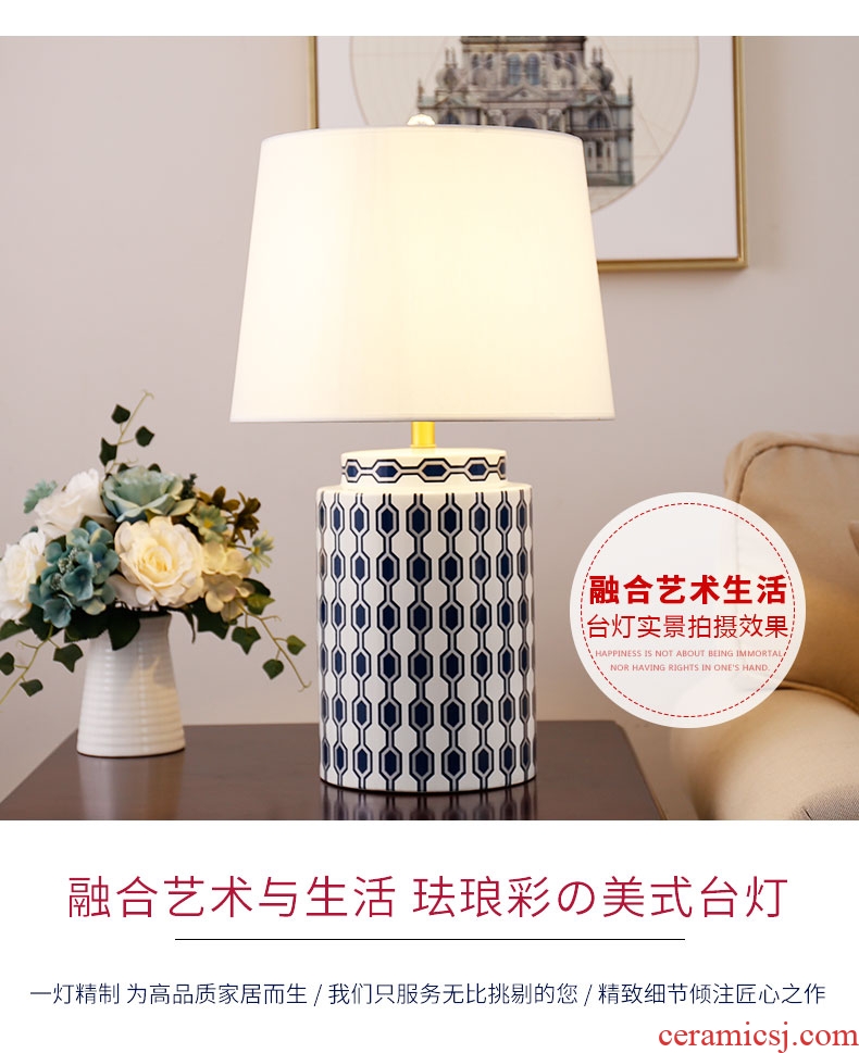 American ceramic desk lamp romantic full copper creative new Chinese style classic Europe type restoring ancient ways the sitting room sweet bedroom berth lamp