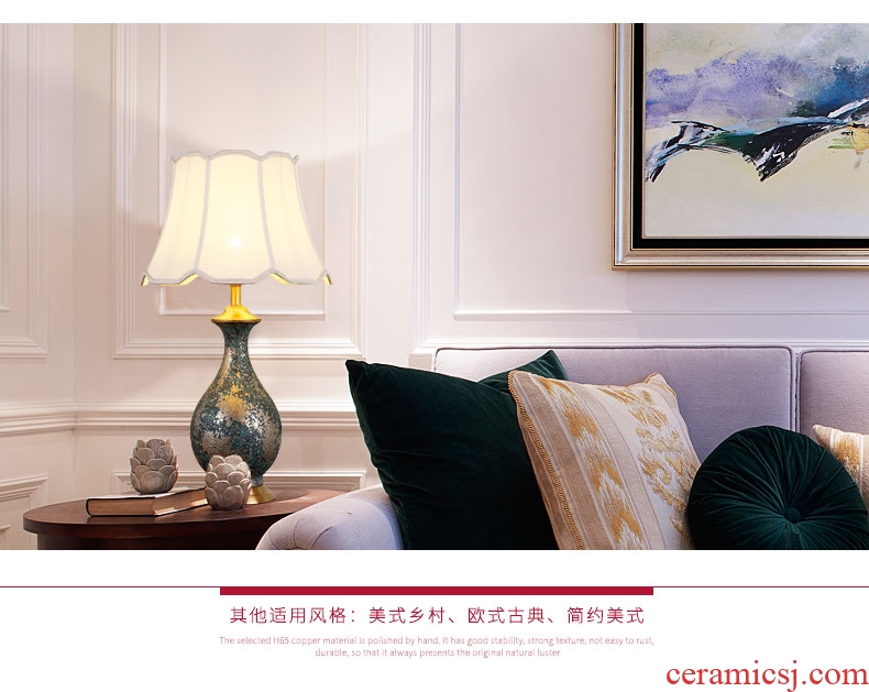 American ceramic copper lamp example room sitting room bedroom berth lamp contracted creative jingdezhen ceramic villa