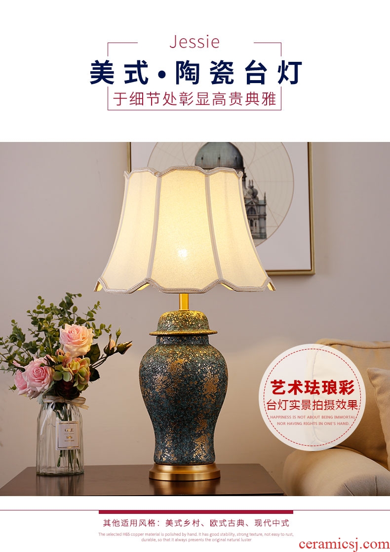 American traditional ceramic lamps fashion contracted sitting room adornment lamp classical example room hotel bedroom berth lamp