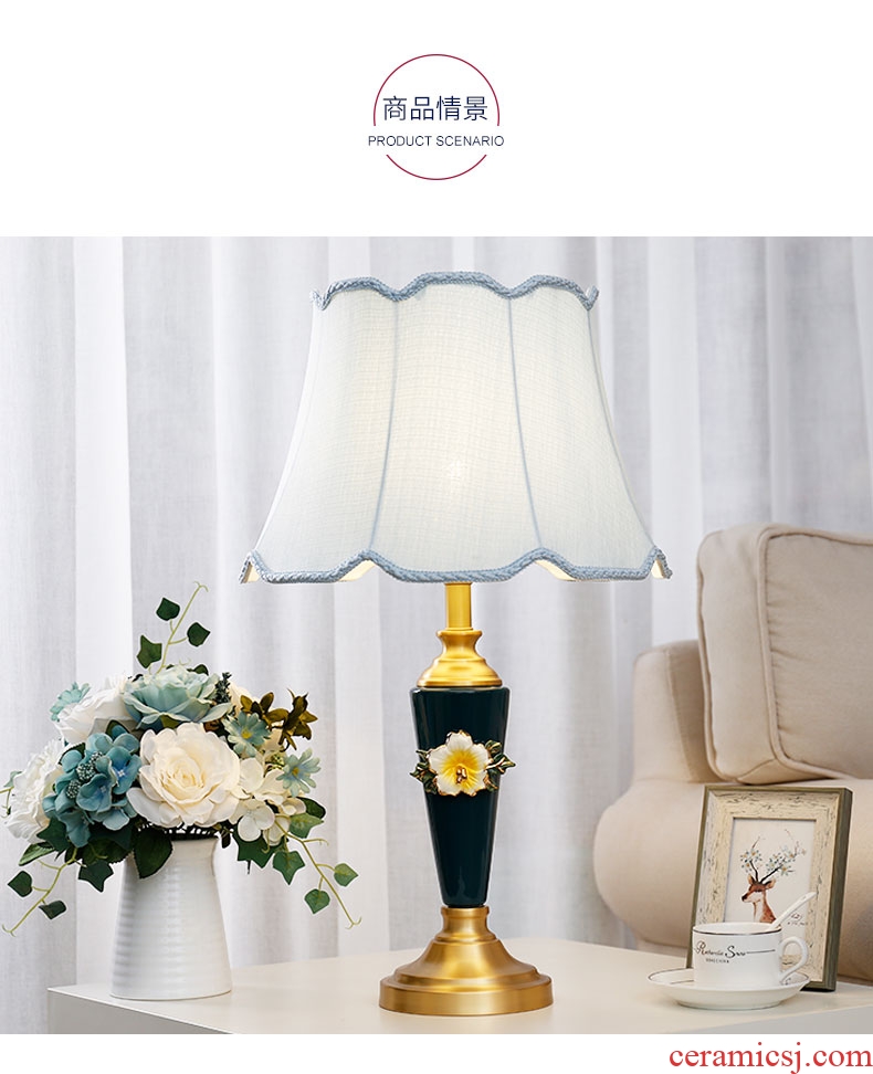 European ceramic desk lamp full copper simple originality fashionable sitting room warm wedding romantic American lamps and lanterns of bedroom the head of a bed
