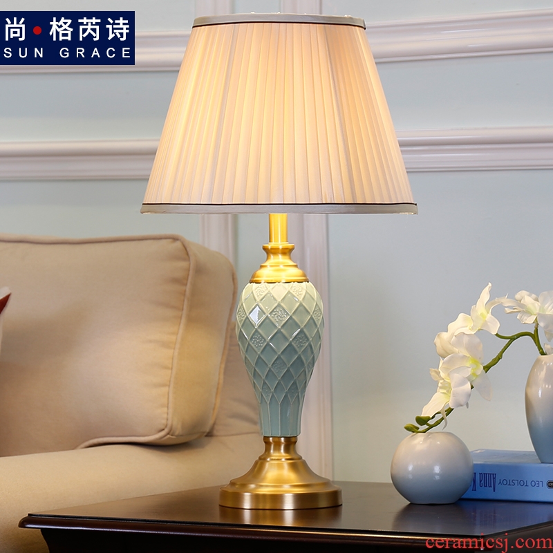 European contracted sitting room adornment lamps and lanterns study lamp fashion designer individuality creative ceramic desk lamp of bedroom the head of a bed