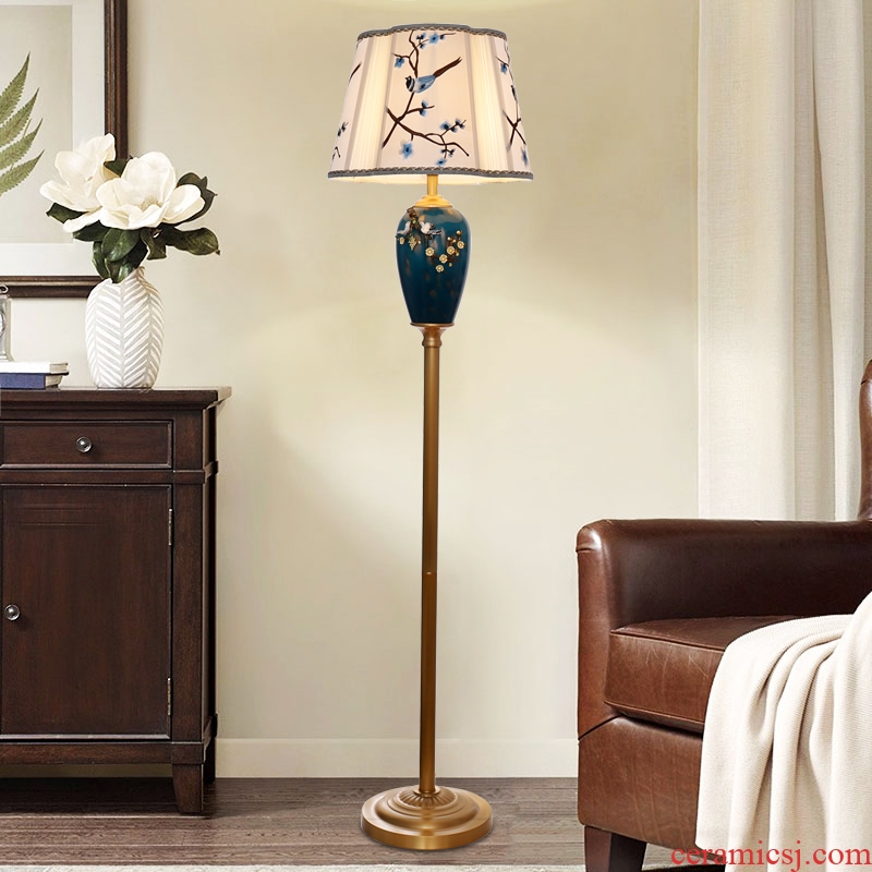 American contracted colored enamel lamp study fashion warm sitting room adornment all copper ceramic creative lamp of bedroom the head of a bed