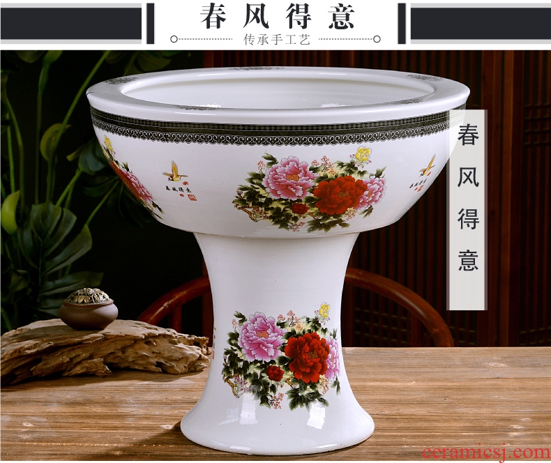 Jingdezhen ceramics large pillar landing fish tank water lily bowl LianHe flowerpot cylinder sitting room adornment big furnishing articles