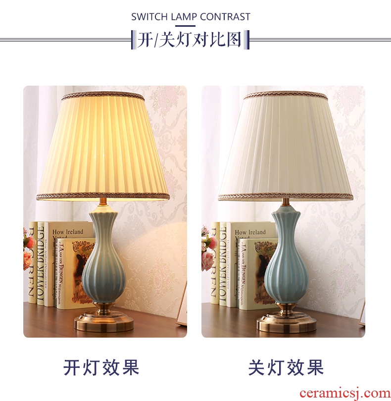 American ceramic desk lamp light sweet romance of bedroom the head of a bed contracted creative wedding celebration of the study of contemporary sitting room adornment