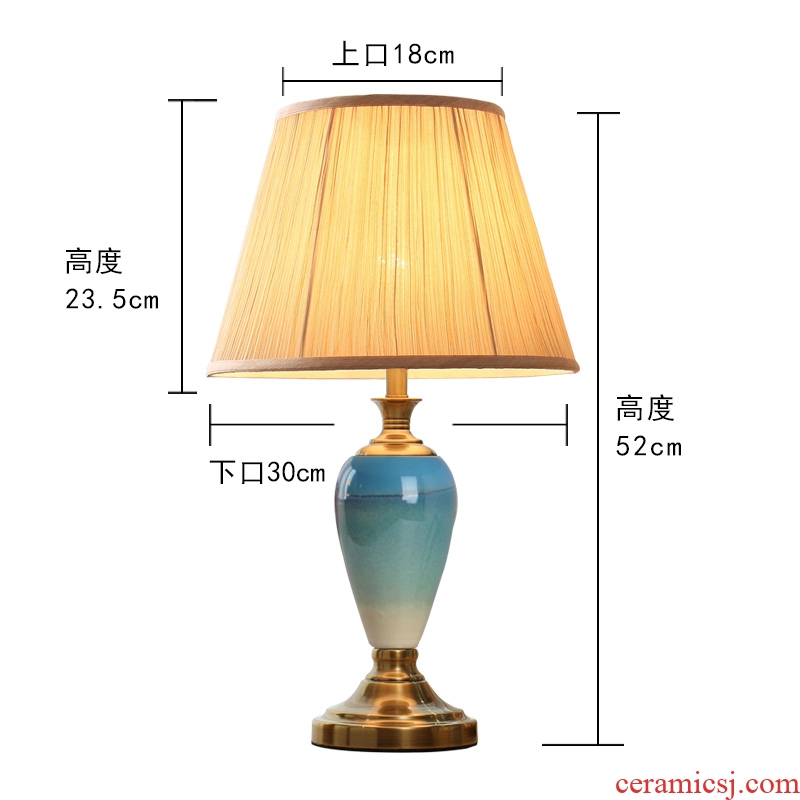 American ceramic lamp of bedroom the head of a bed lamp warm romantic Jane Europe contracted household remote control dimmer personality decoration