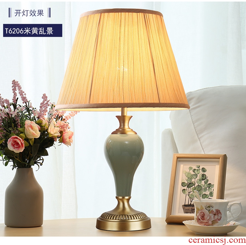 American ceramic full copper bedroom berth lamp contracted and contemporary creative sweet romance warm light bedside table decoration