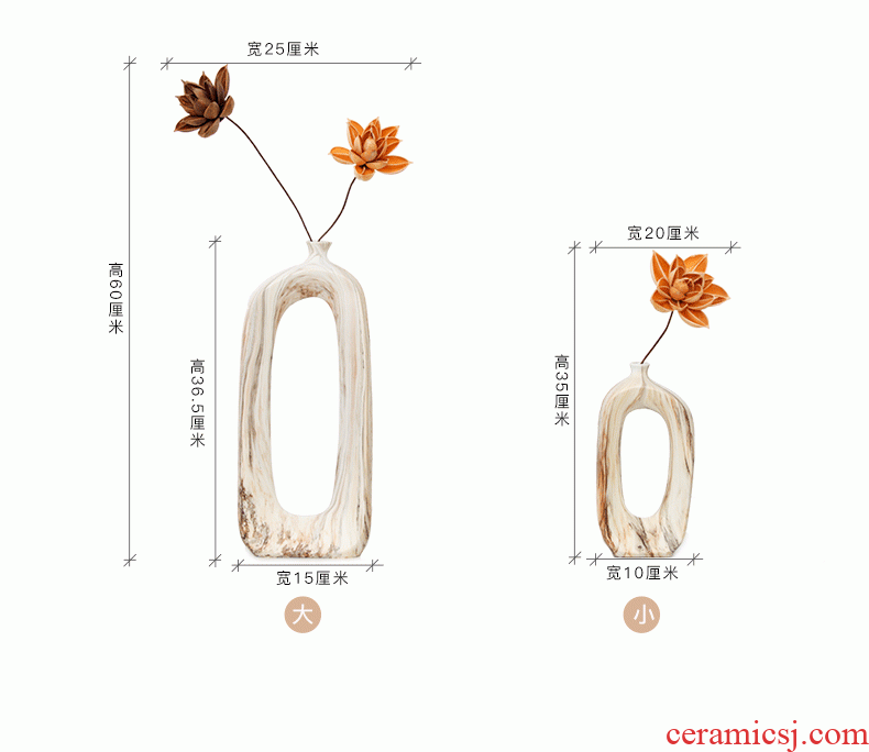 Creative Nordic ins wind ceramic dry flower vases, flower implement fashionable sitting room adornment table furnishing articles of China arts and crafts