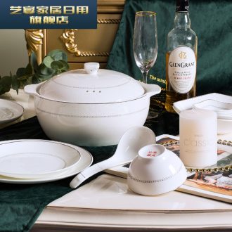3 PLT jingdezhen cutlery set dishes European dishes home creative bone porcelain ceramic bowl chopsticks dishes and practical