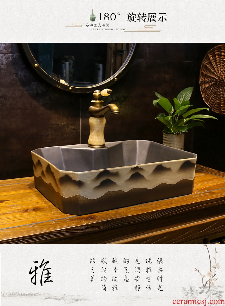 Ceramic lavatory art stage basin black peaks on restoring ancient ways is the sink of household toilet wash basin