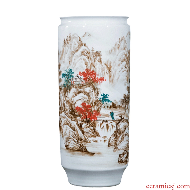 Jingdezhen ceramic celebrity master hand-painted jiangshan jiao large vases, new Chinese style household decorations furnishing articles
