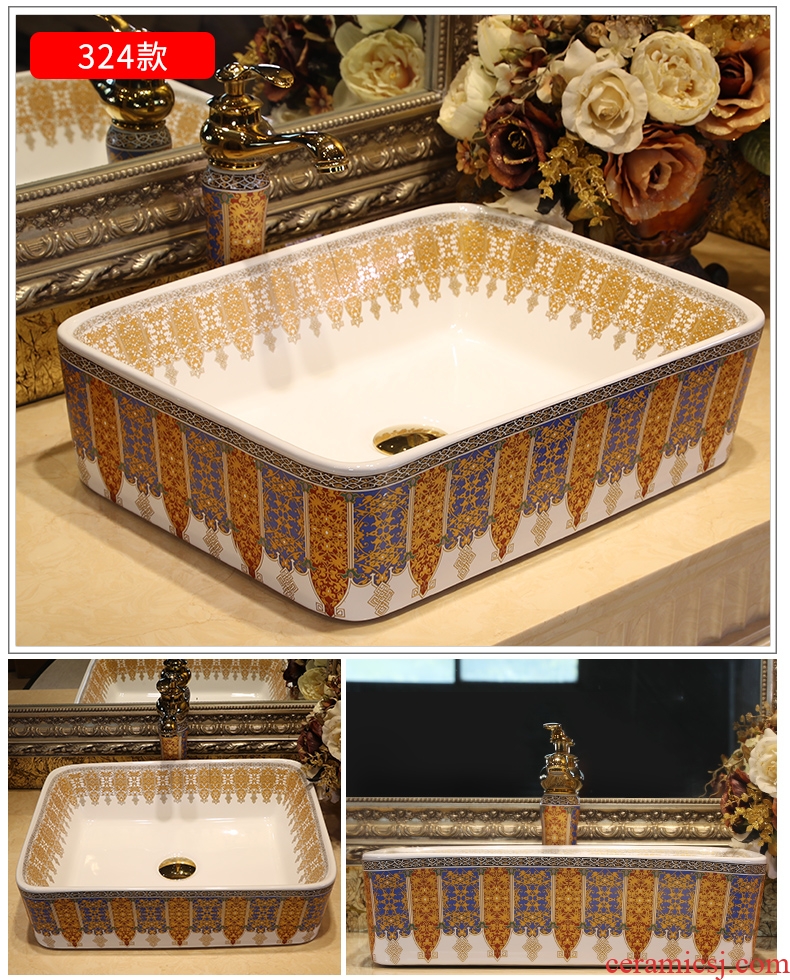Luxury european-style stage basin golden art basin large size of the basin that wash a face the sink creative ceramic wash basin