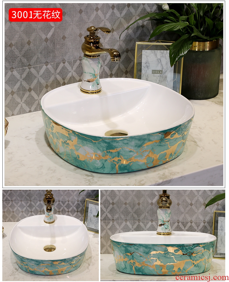 Million birds stage basin sink ceramic art toilet lavatory oval European wash gargle basin of household