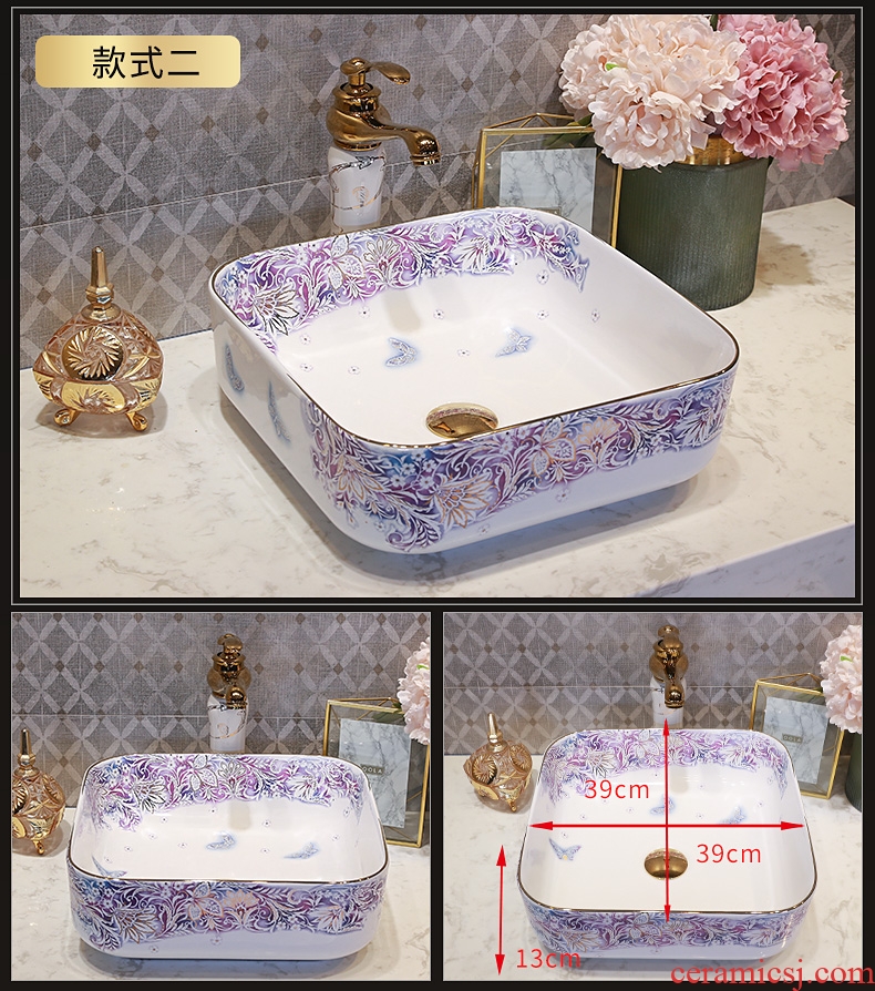 Million birds ceramic art on the stage basin flower figure toilet lavabo oval lavatory basin household balcony