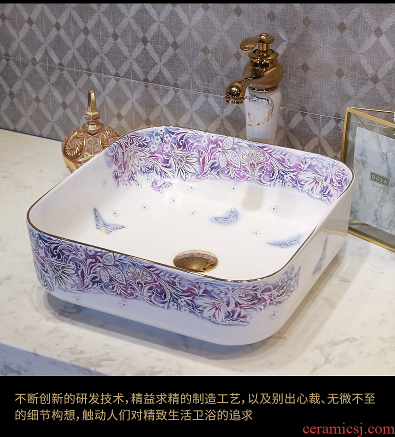 Million birds ceramic art on the stage basin flower figure toilet lavabo oval lavatory basin household balcony