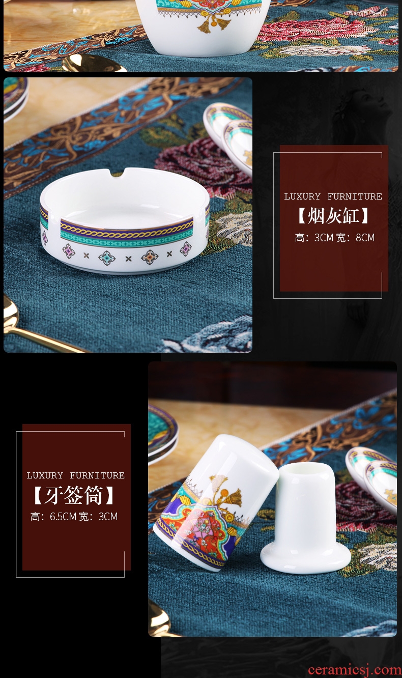 The dishes suit household dish bowl european-style luxury high-grade tableware ceramic bone China jingdezhen combination wedding gifts