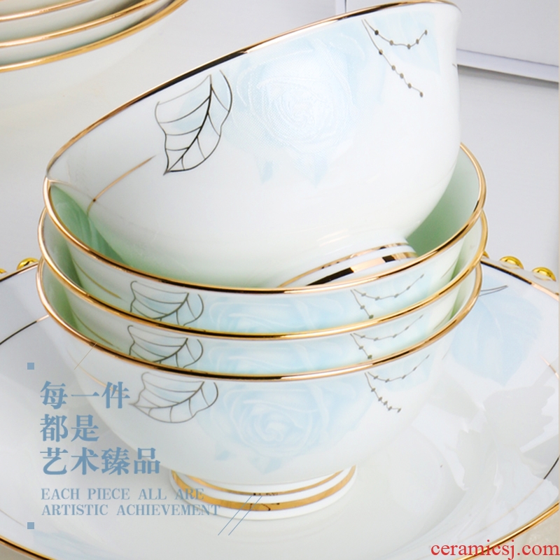 Bone China tableware dishes suit Chinese style household european-style jingdezhen ceramics dishes creative combination of gifts
