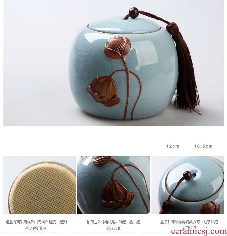 Hong bo gourmet tea pot seal pot celadon ceramics pu 'er elder brother kiln storage tank size tea boxes