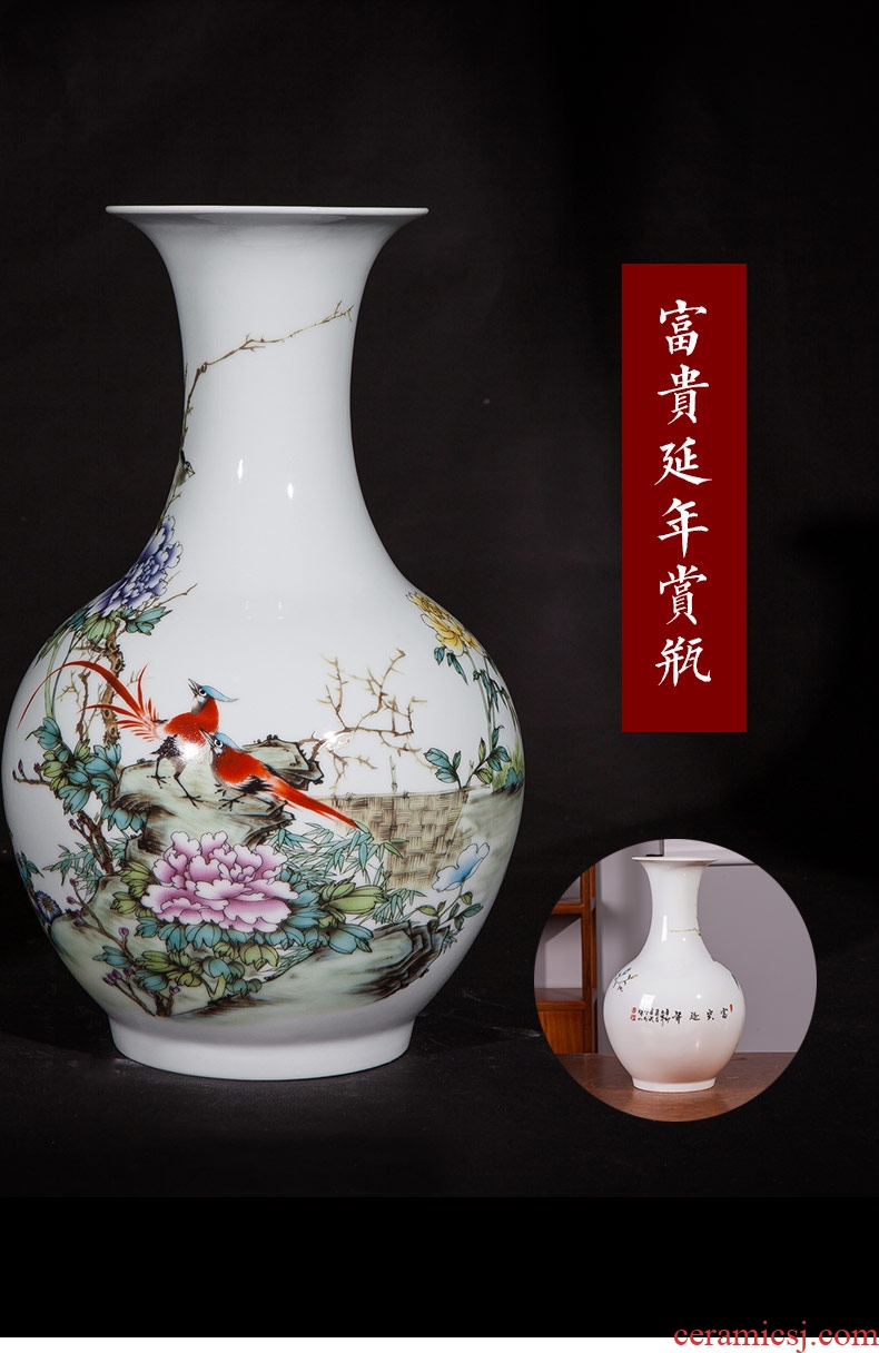 Jingdezhen ceramics powder enamel vase furnishing articles of modern Chinese style household adornment sitting room TV cabinet decoration flower arrangement