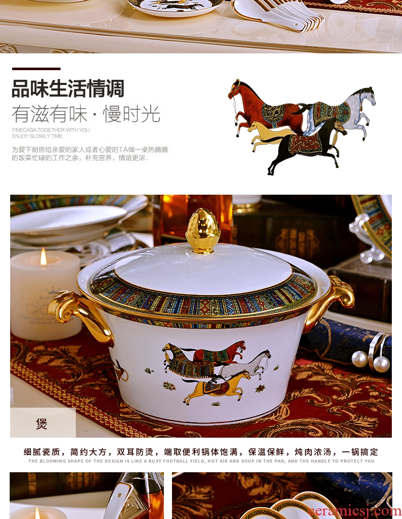 Hermes jingdezhen ceramics luxury european-style phnom penh bowl 77 skull porcelain tableware dishes suit household composition