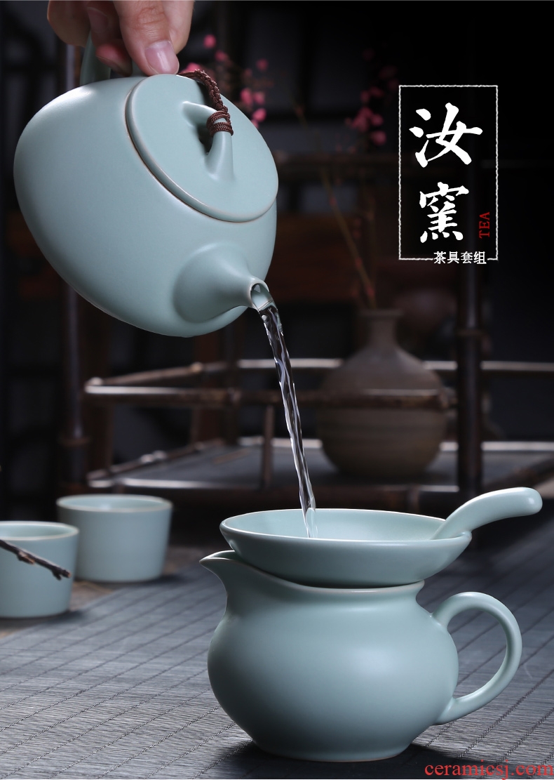 Auspicious industry your kiln tea set office household porcelain ceramic teapot teacup tureen of a complete set of kung fu can raise