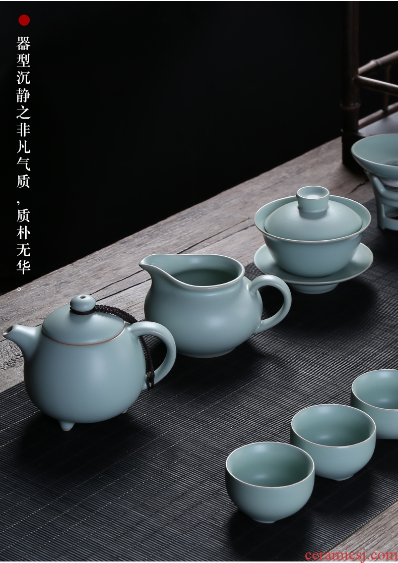 Auspicious industry your kiln tea set office household porcelain ceramic teapot teacup tureen of a complete set of kung fu can raise