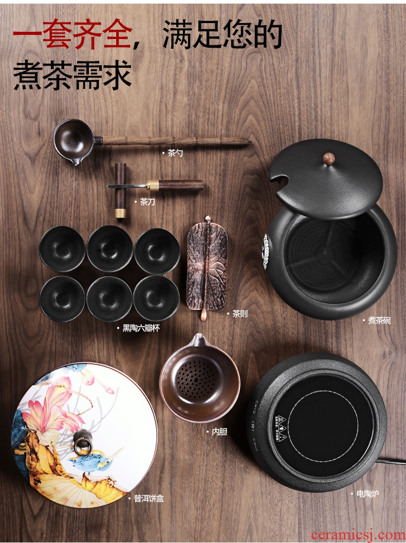 It still fang boiling tea ware ceramic electro-thermal TaoLu tea stove black pottery tea suit household black tea warm the teapot