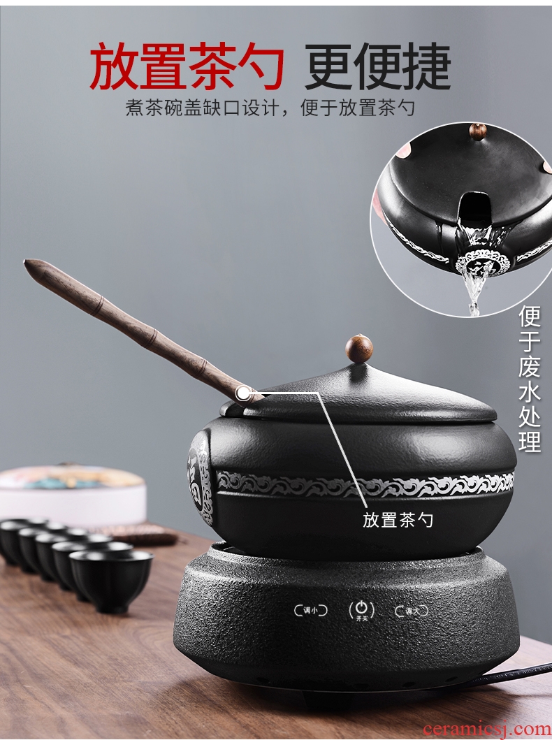 It still fang boiling tea ware ceramic electro-thermal TaoLu tea stove black pottery tea suit household black tea warm the teapot