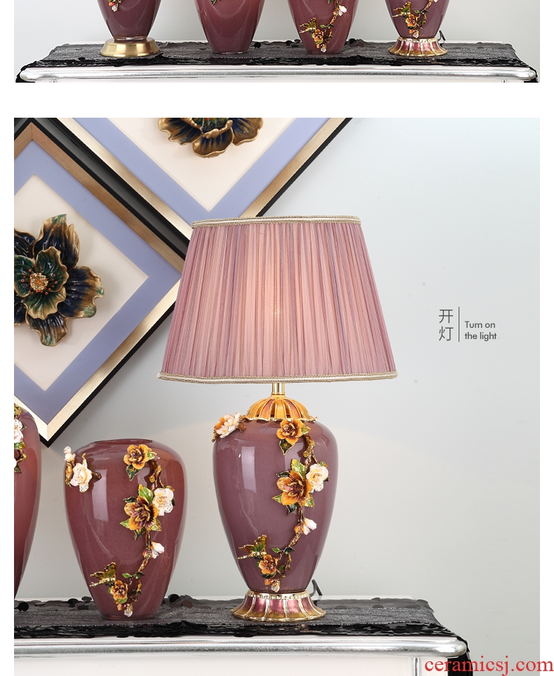 Cartel new Chinese style living room full of copper lamp type colored enamel porcelain lamp decoration of bedroom the head of a bed lamp