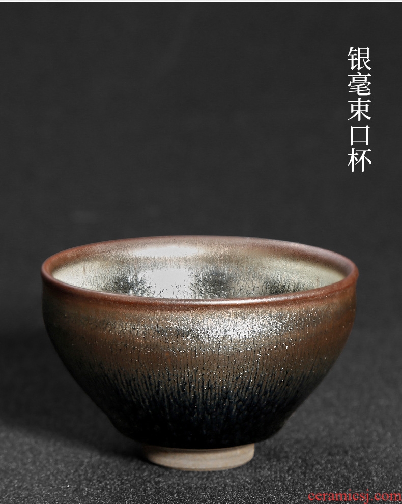 Chrysanthemum patterns jianyang undressed ore handmade silver nano built one master personal kung fu tea cup, single glass ceramic cups